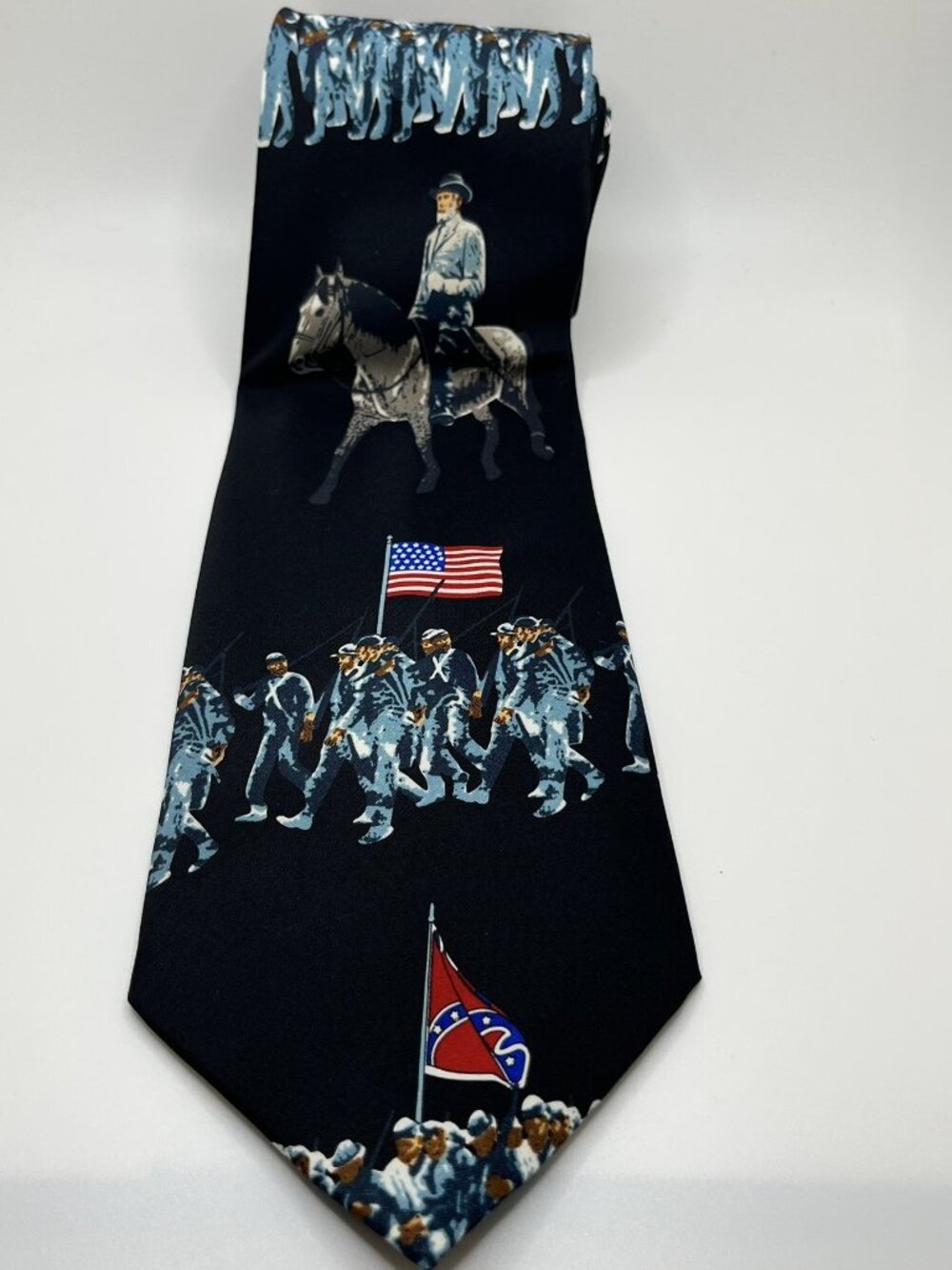 Civil War Scenes Men's Neck Tie Union Confederate Soldiers HIstory Blue Necktie